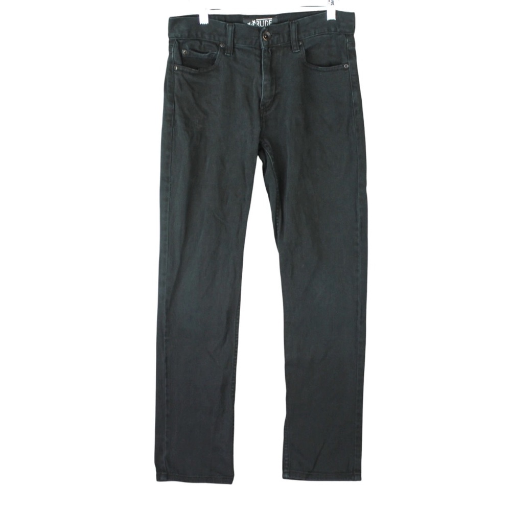 XXX Rude Slim Straight Denim Jeans Mens Size 28x30 Black Dark Wash Stretch Punk